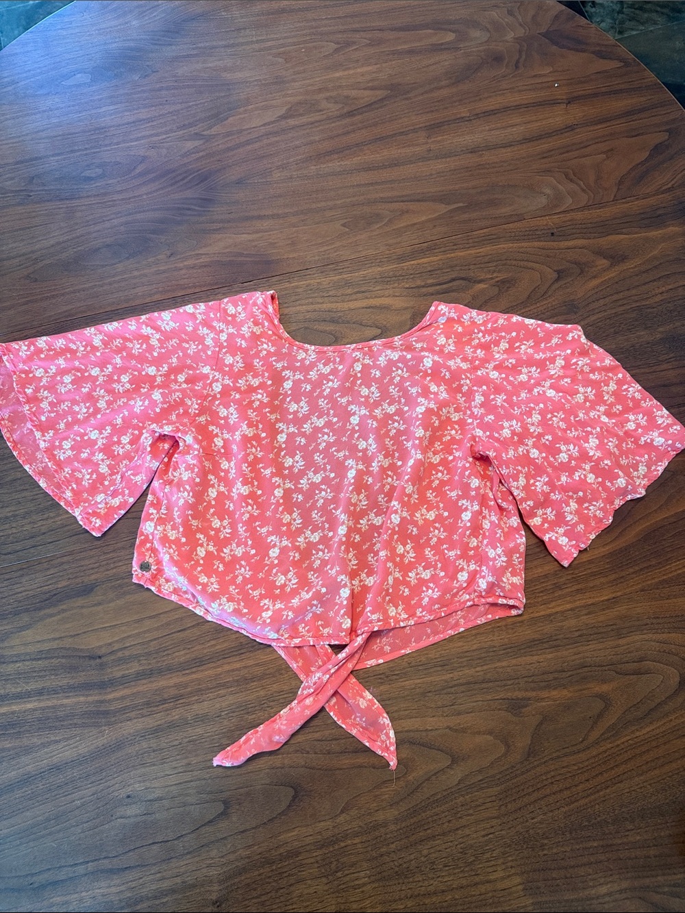 Billabong Women's Pink Floral Tie-back Crop Top Medium Petite